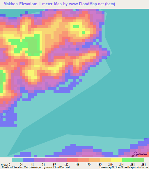 Makbon,Indonesia Elevation Map