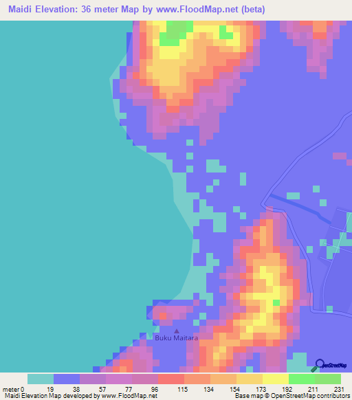 Maidi,Indonesia Elevation Map