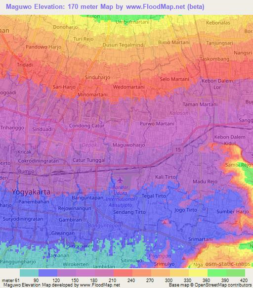 Maguwo,Indonesia Elevation Map