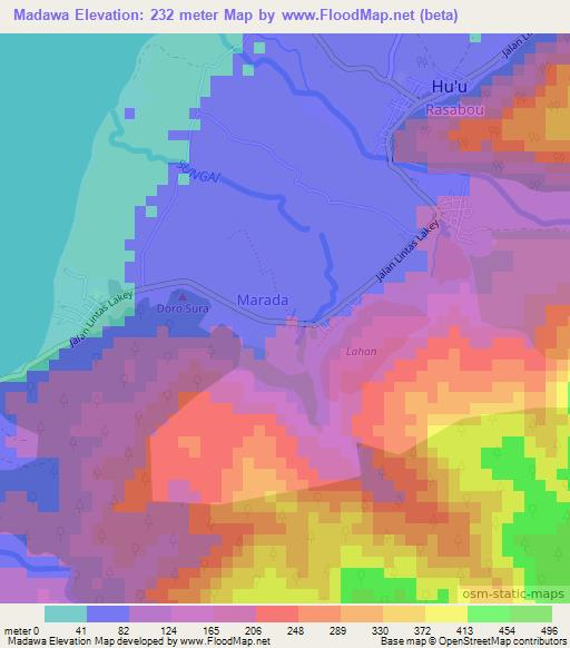 Madawa,Indonesia Elevation Map