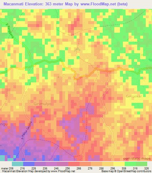 Macanmati,Indonesia Elevation Map