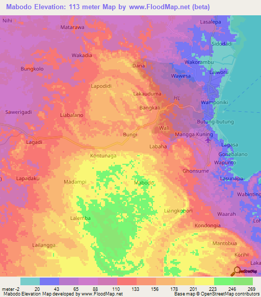 Mabodo,Indonesia Elevation Map