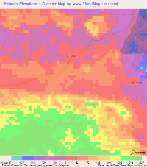 Mabodo,Indonesia Elevation Map