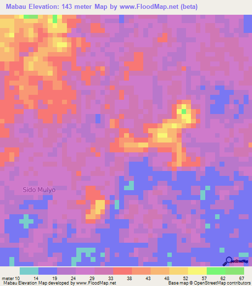 Mabau,Indonesia Elevation Map