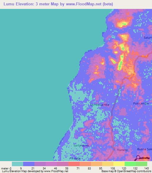 Lumu,Indonesia Elevation Map