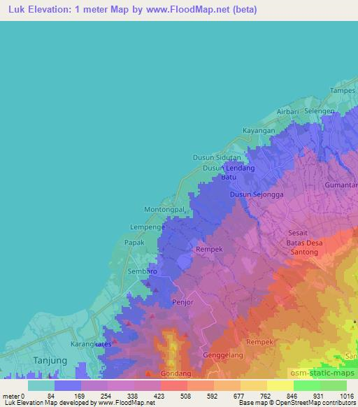 Luk,Indonesia Elevation Map