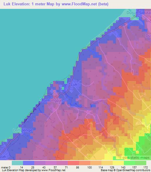 Luk,Indonesia Elevation Map