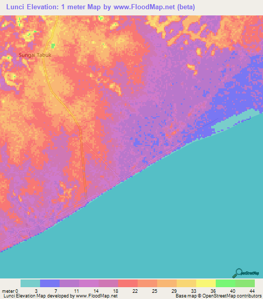 Lunci,Indonesia Elevation Map