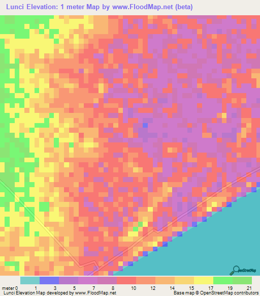 Lunci,Indonesia Elevation Map