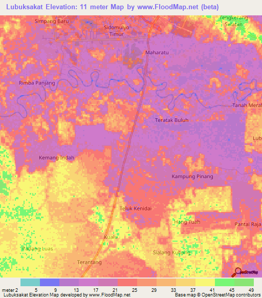 Lubuksakat,Indonesia Elevation Map