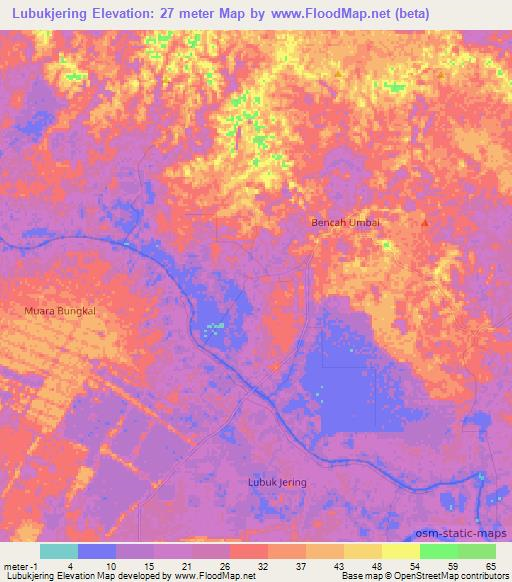 Lubukjering,Indonesia Elevation Map