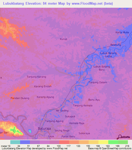 Lubukbatang,Indonesia Elevation Map