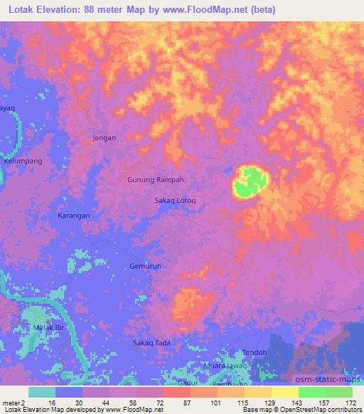 Lotak,Indonesia Elevation Map