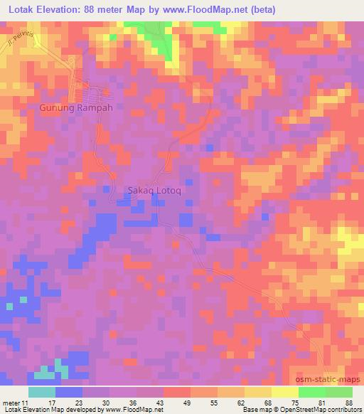 Lotak,Indonesia Elevation Map