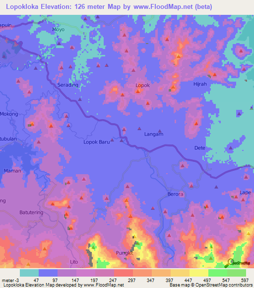 Lopokloka,Indonesia Elevation Map