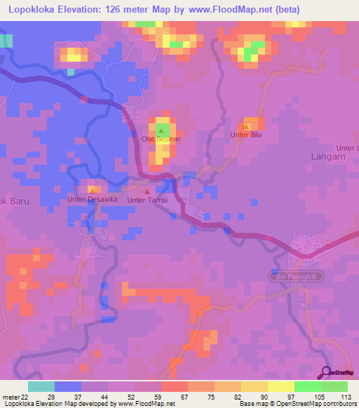 Lopokloka,Indonesia Elevation Map