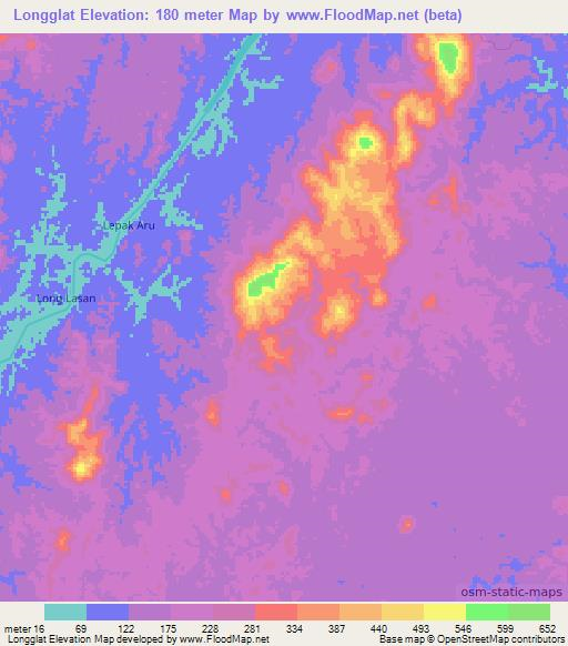 Longglat,Indonesia Elevation Map