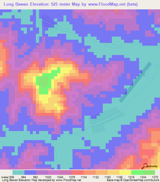 Long Bawan,Indonesia Elevation Map