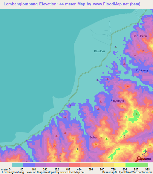 Lombanglombang,Indonesia Elevation Map