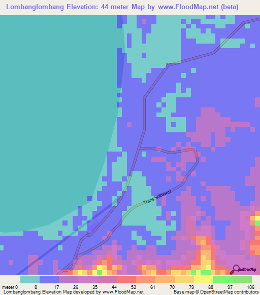 Lombanglombang,Indonesia Elevation Map