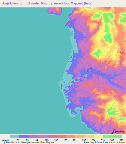 Loji,Indonesia Elevation Map