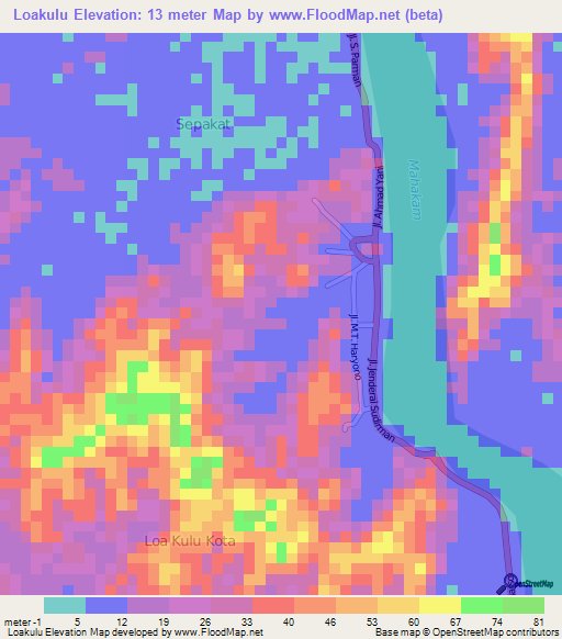 Loakulu,Indonesia Elevation Map