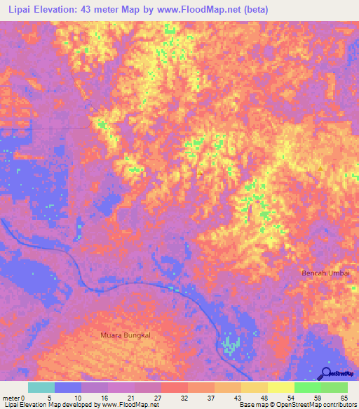 Lipai,Indonesia Elevation Map