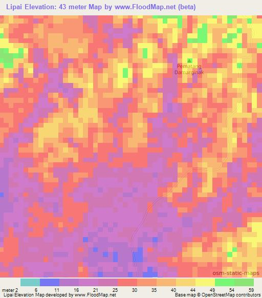 Lipai,Indonesia Elevation Map