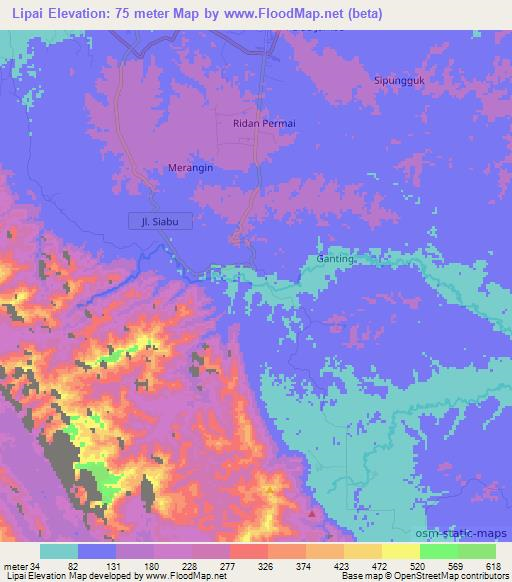 Lipai,Indonesia Elevation Map