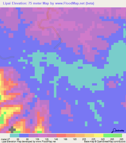 Lipai,Indonesia Elevation Map