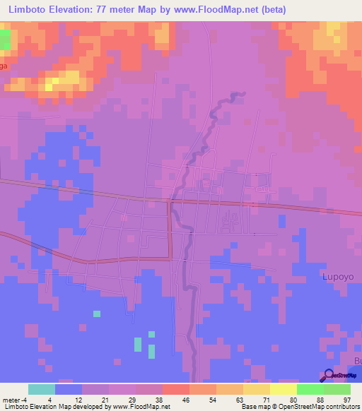 Limboto,Indonesia Elevation Map