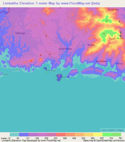 Limbatihu,Indonesia Elevation Map