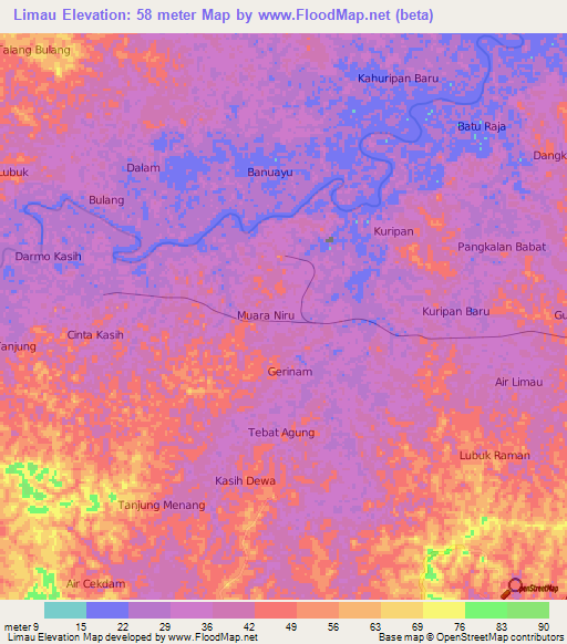 Limau,Indonesia Elevation Map