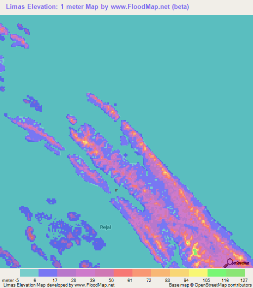 Limas,Indonesia Elevation Map