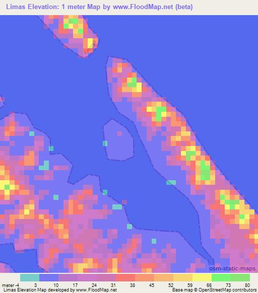 Limas,Indonesia Elevation Map