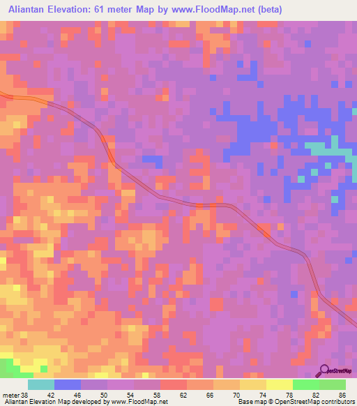 Aliantan,Indonesia Elevation Map