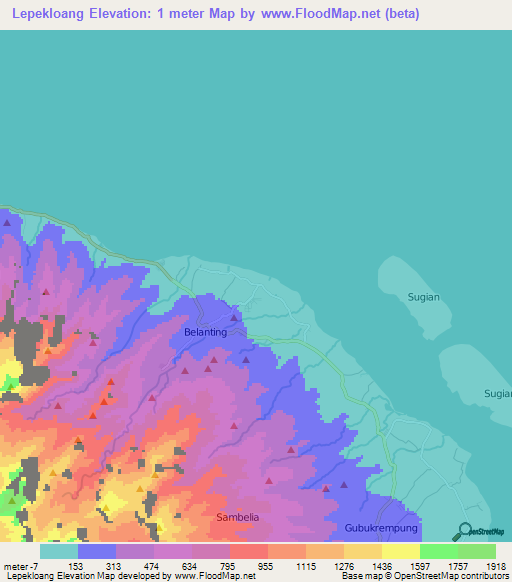 Lepekloang,Indonesia Elevation Map