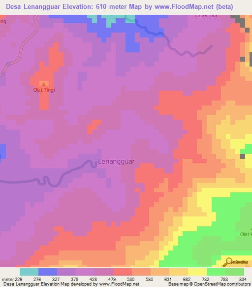 Desa Lenangguar,Indonesia Elevation Map