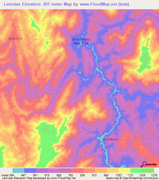 Lemutan,Indonesia Elevation Map