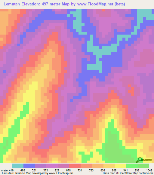 Lemutan,Indonesia Elevation Map