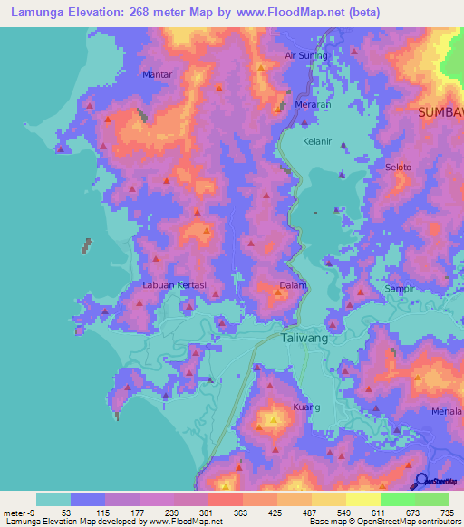 Lamunga,Indonesia Elevation Map