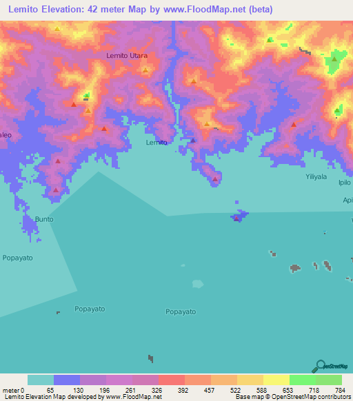 Lemito,Indonesia Elevation Map