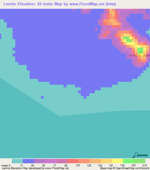 Lemito,Indonesia Elevation Map