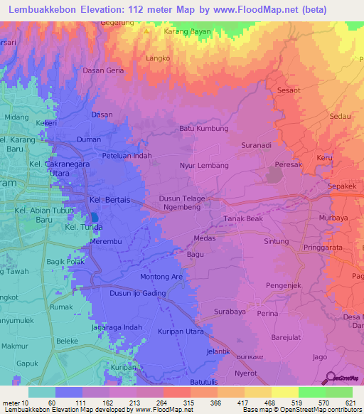 Lembuakkebon,Indonesia Elevation Map