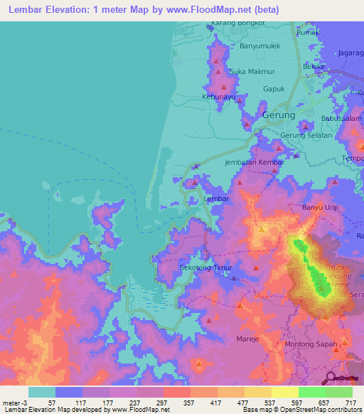 Lembar,Indonesia Elevation Map