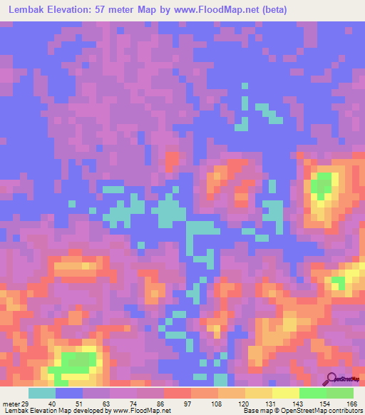 Lembak,Indonesia Elevation Map