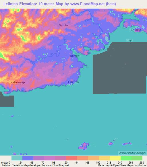 Lelintah,Indonesia Elevation Map