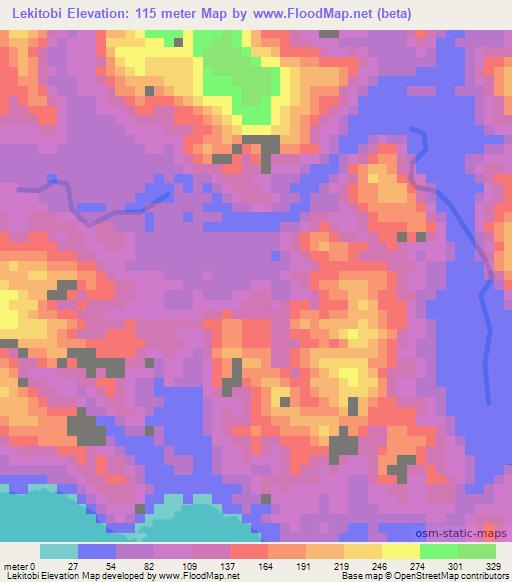 Lekitobi,Indonesia Elevation Map