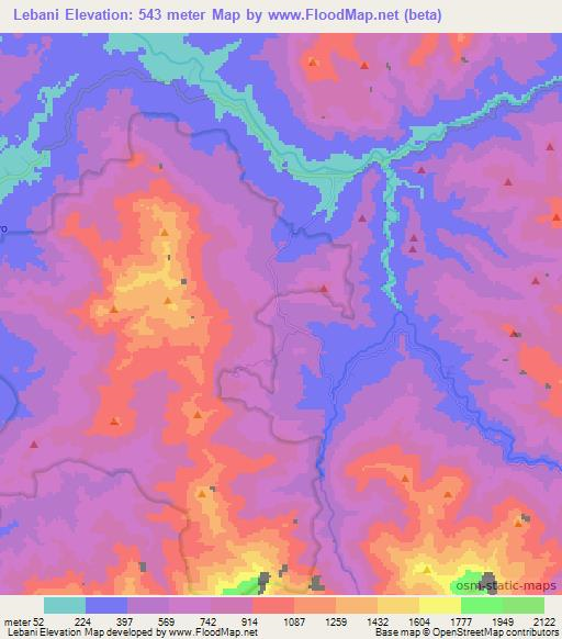 Lebani,Indonesia Elevation Map