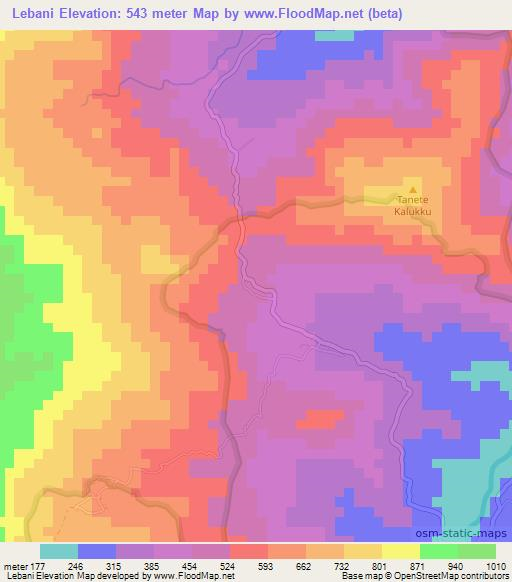 Lebani,Indonesia Elevation Map